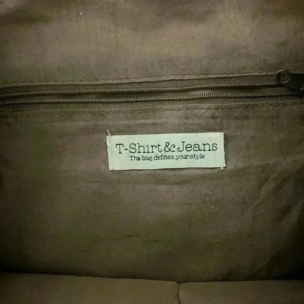 Distressed faux leather, cross body satchel with braided inlay Brown - Image 2