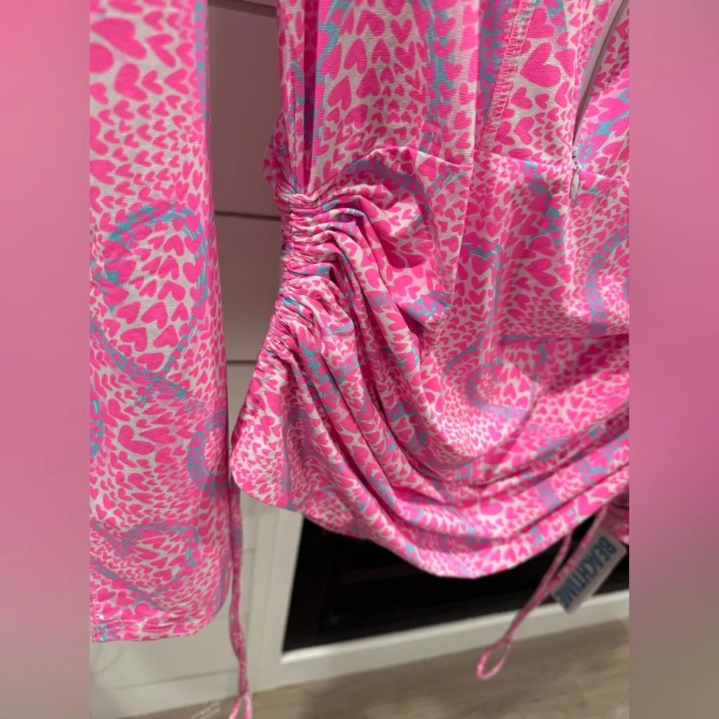 Beachtime By Lulu B Neon UPF + Cooling And Protecting Sun Dress XS Heart Print Pink - Image 7