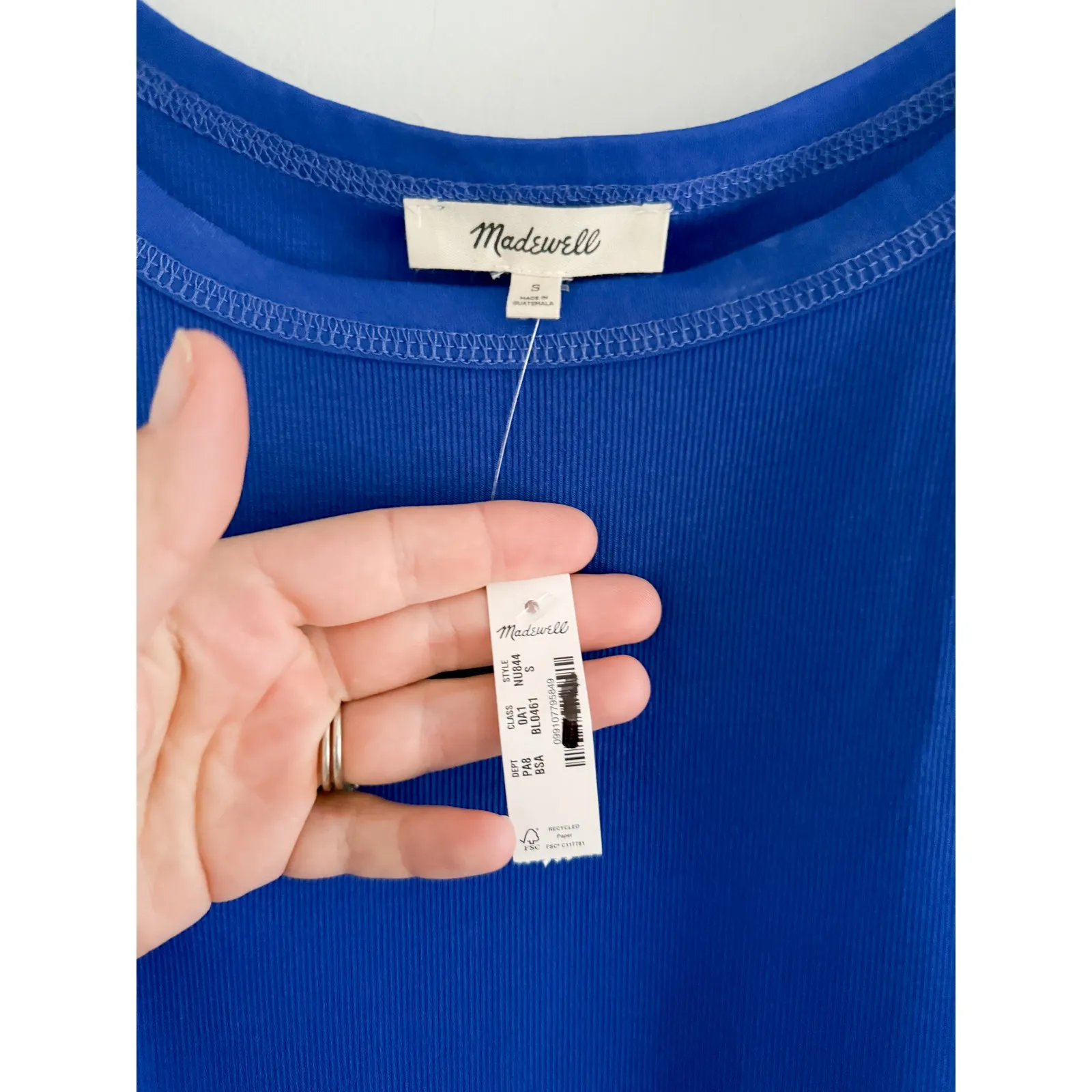 Madewell | NWT High-Neck (Re)generative Cotton Essential Tank Sapphire Blue Sz S - Image 4
