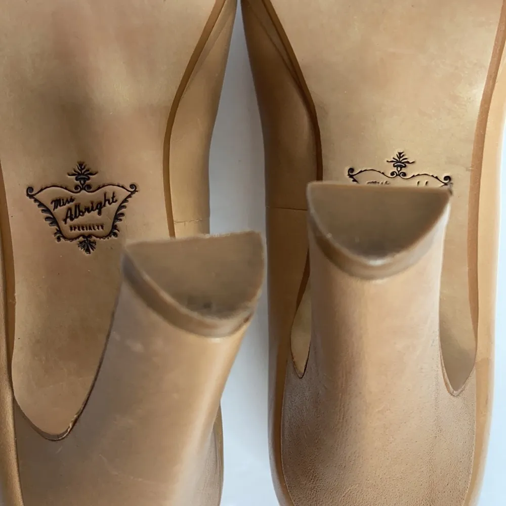 Miss Albright Tan Bow Leather Platform High Heels Size 8.5 - Image 30