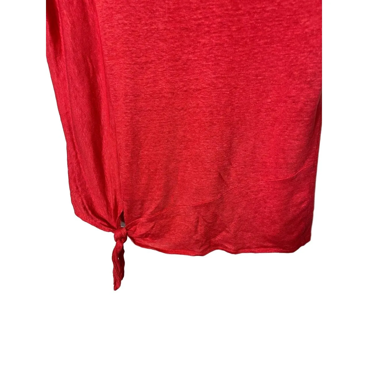 J.Jill Womens Small Red Linen Tie Front Knot Hem T - Image 2