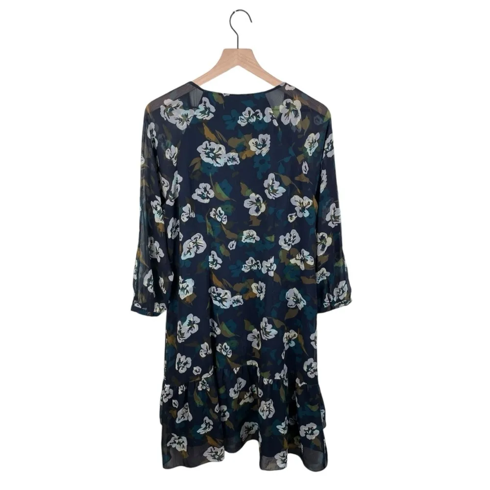 CAbi 3460 Pirouette Floating Flowers Dress Navy Blue Women's Size Medium Boho - Image 2