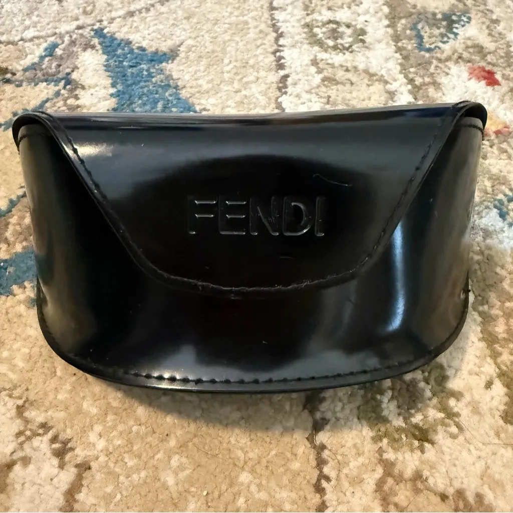 Fendi Black Soft Clam Shell Case For Eyeglasses Sunglasses Faux Patent Leather - Image 4