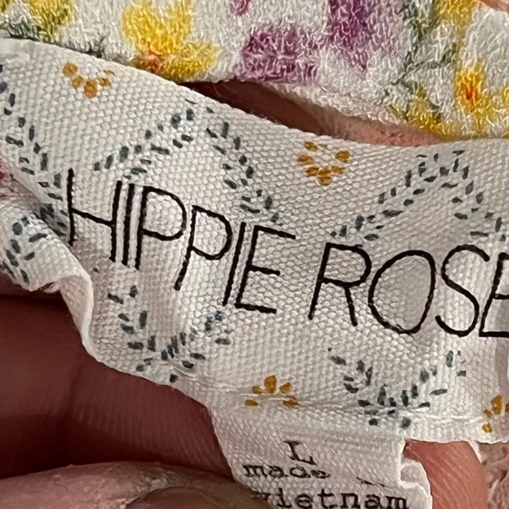 Women’s Hippie Rose Large White Floral Short Sleeve Top Blouse - Image 3