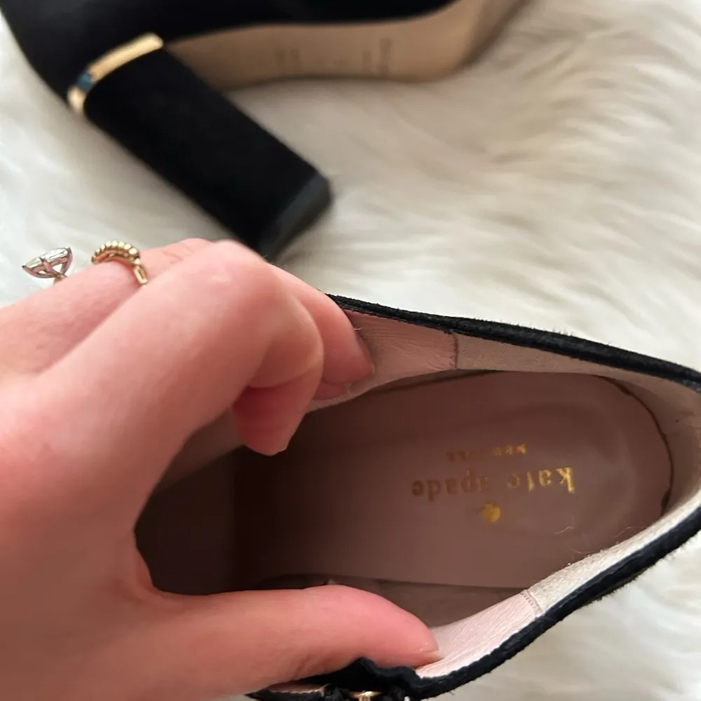Kate Spade ☀️3/$25  Darota Boots Black gold 10 heeled suede - Image 4