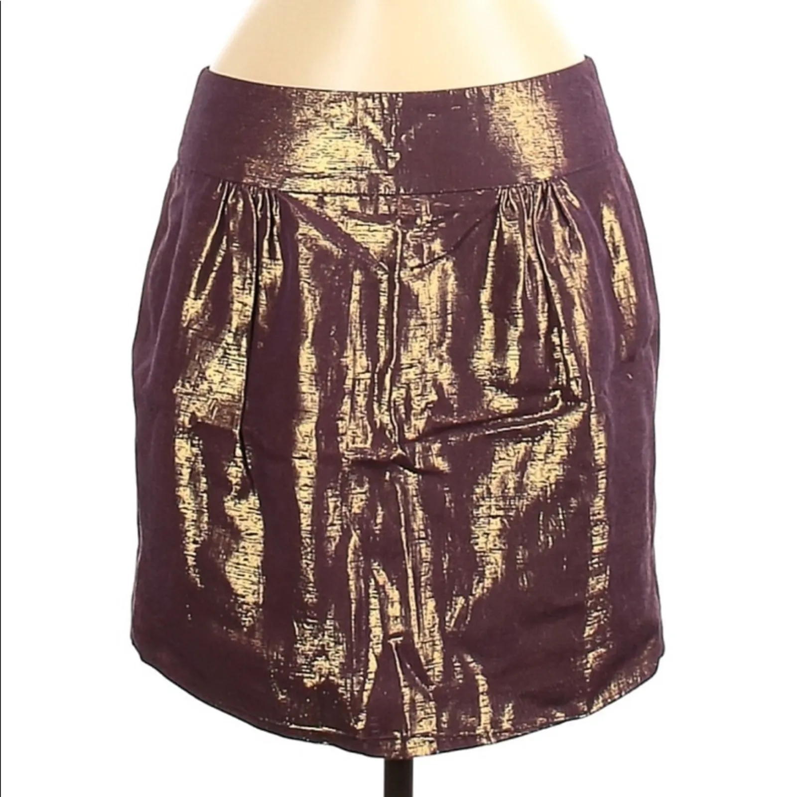 Vera Wang Purple Gold Holographic Mini Skirt Women 6 Metallic Exposed Zipper Y2K - Image 2