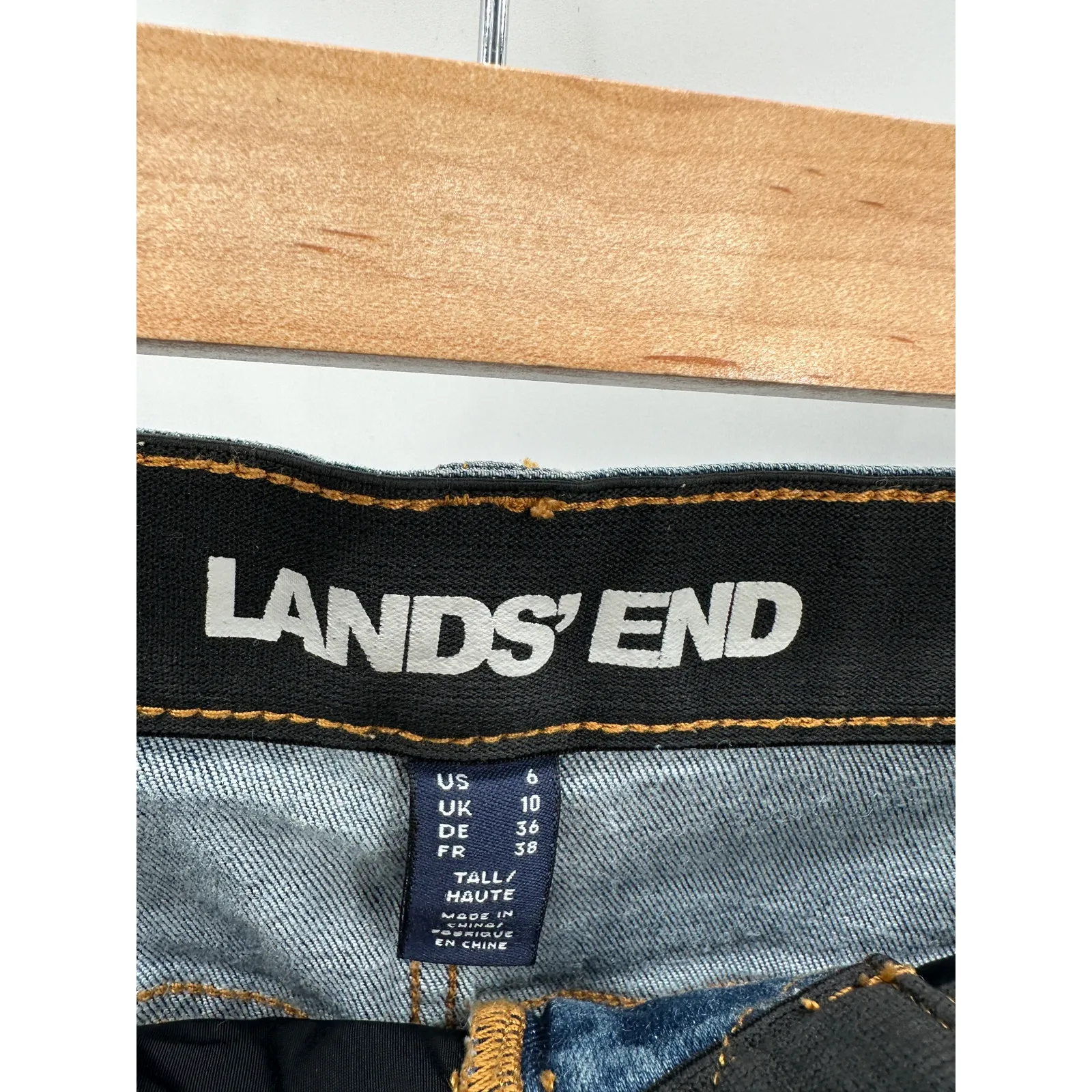 Lands' End Medium Wash Stretch Waistband Cotton Blend Skinny Denim Jeans Women 6 - Image 6