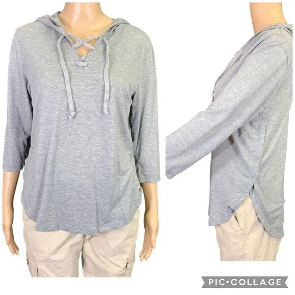 Woolrich Womens Sweater Wool Blend Lightweight Hooded Pullover Gray Medium - Image 2
