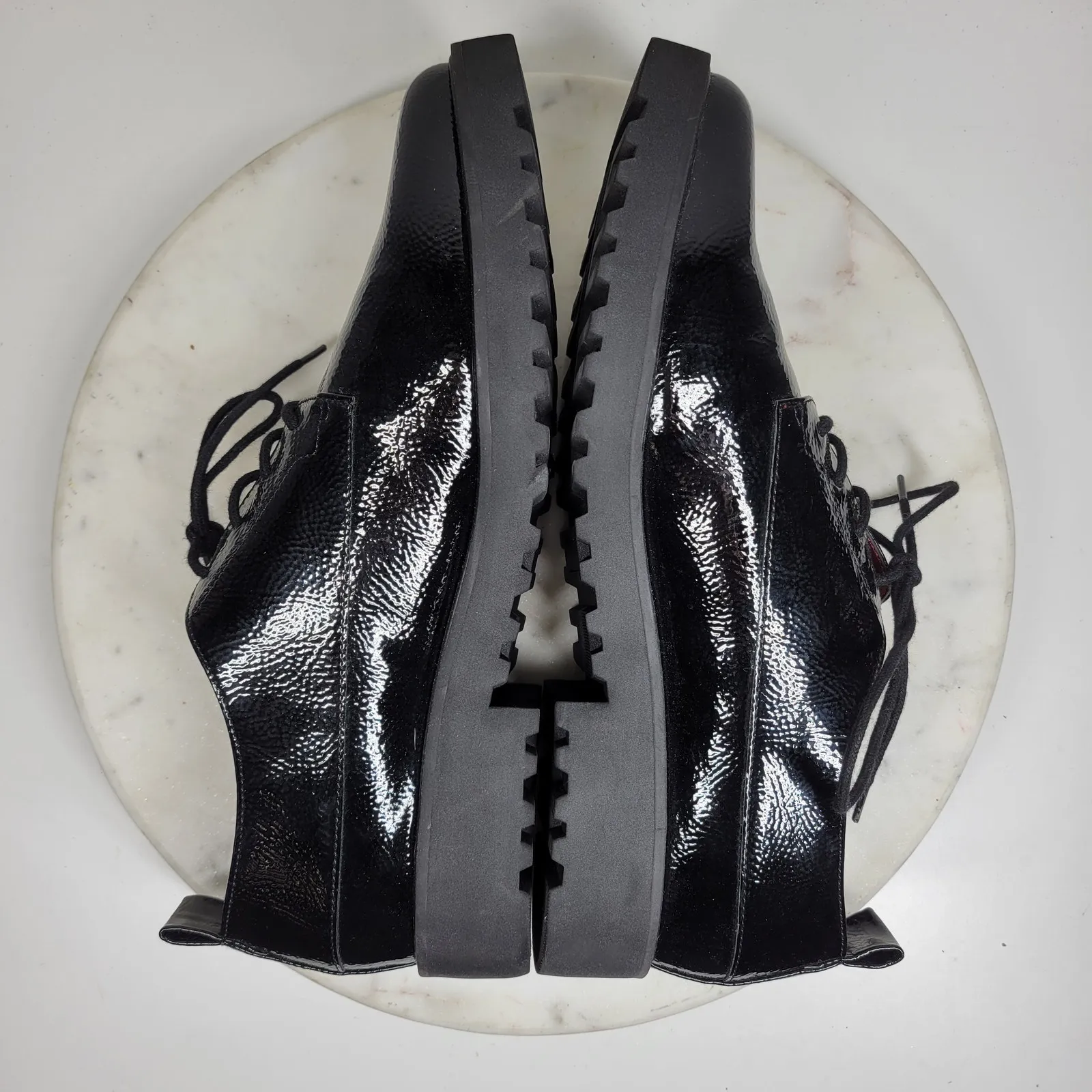 Franco Sarto Carey2 Black Patent Lace-Up Loafers Women’s 11 Chunky Sole Oxford - Image 8
