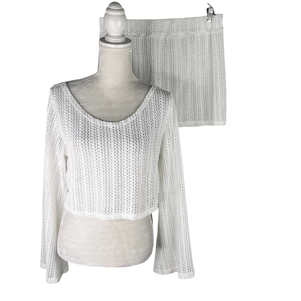 Becotal Swim Coverup Set White Crochet XL Vacation Cruise New - Image 5