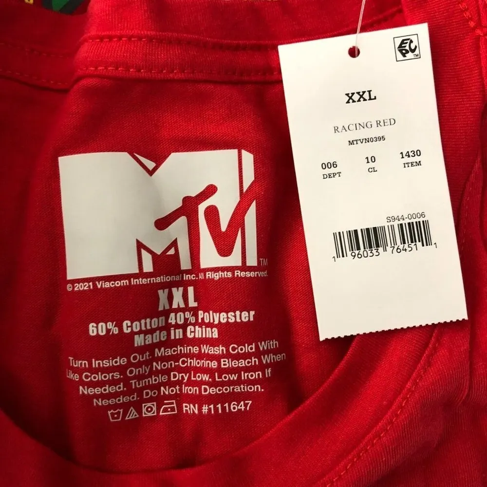 MTV Womens T Shirt Christmas Holiday Music Television Short Sleeve Red XXL Size 2X - Image 3