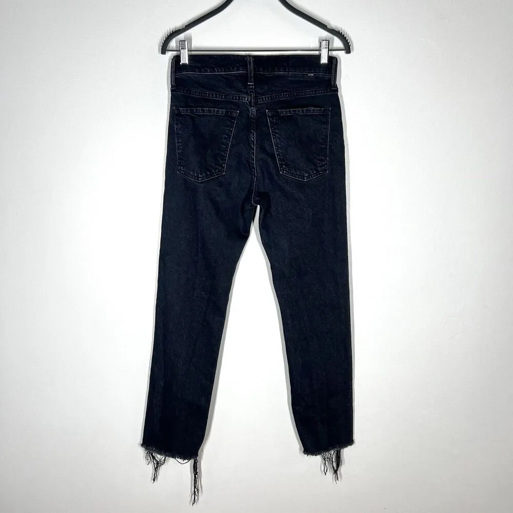 Mother Superior Sz 25 The Scrapper Cuff Ankle Fray Blackwashed Jeans - Image 4