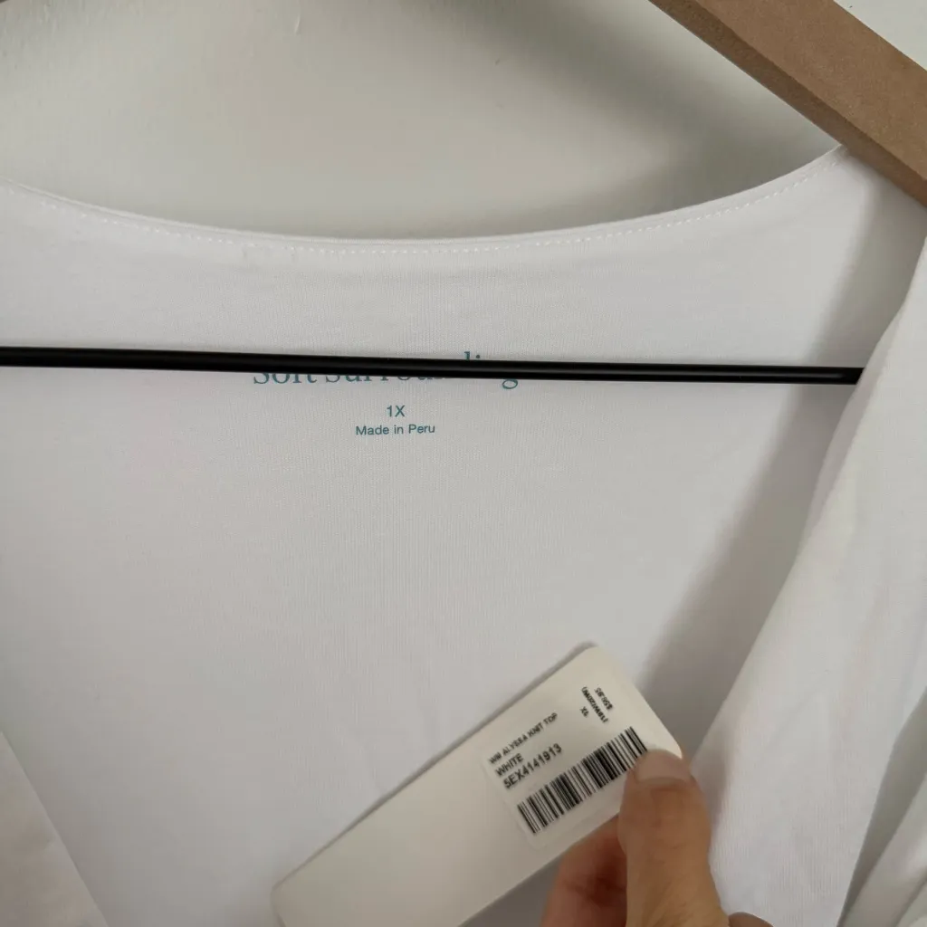 Soft Surroundings 1X NEW Alyssa Knit Top White Front Wrap Surplice Minimal - Image 3