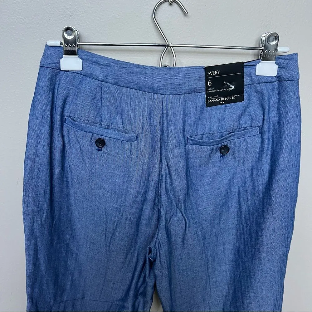 Banana Republic NWT Avery Ankle Dress Pants Tie Belt Blue Size 6 - Image 6