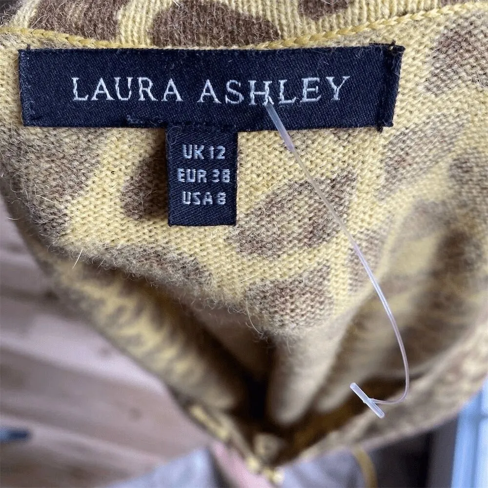 Laura Ashley Women's Leopard Print 3/4 Sleeve Blouse Size 8 Lambswool Angora - Image 7