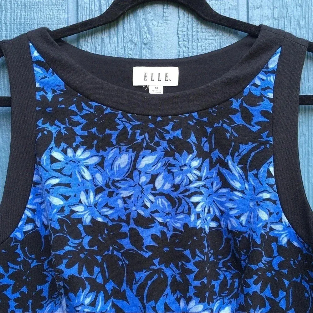 Elle Striped Floral Sleeveless Dress Pleated Blue - Image 3