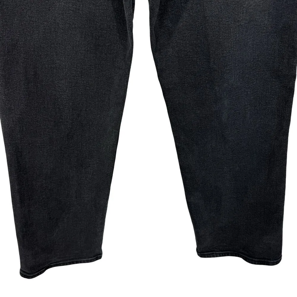 Levi’s SZ 26 Ribcage Straight Ankle Jeans Button-Fly Stretch Hi-Rise Black Wash - Image 5