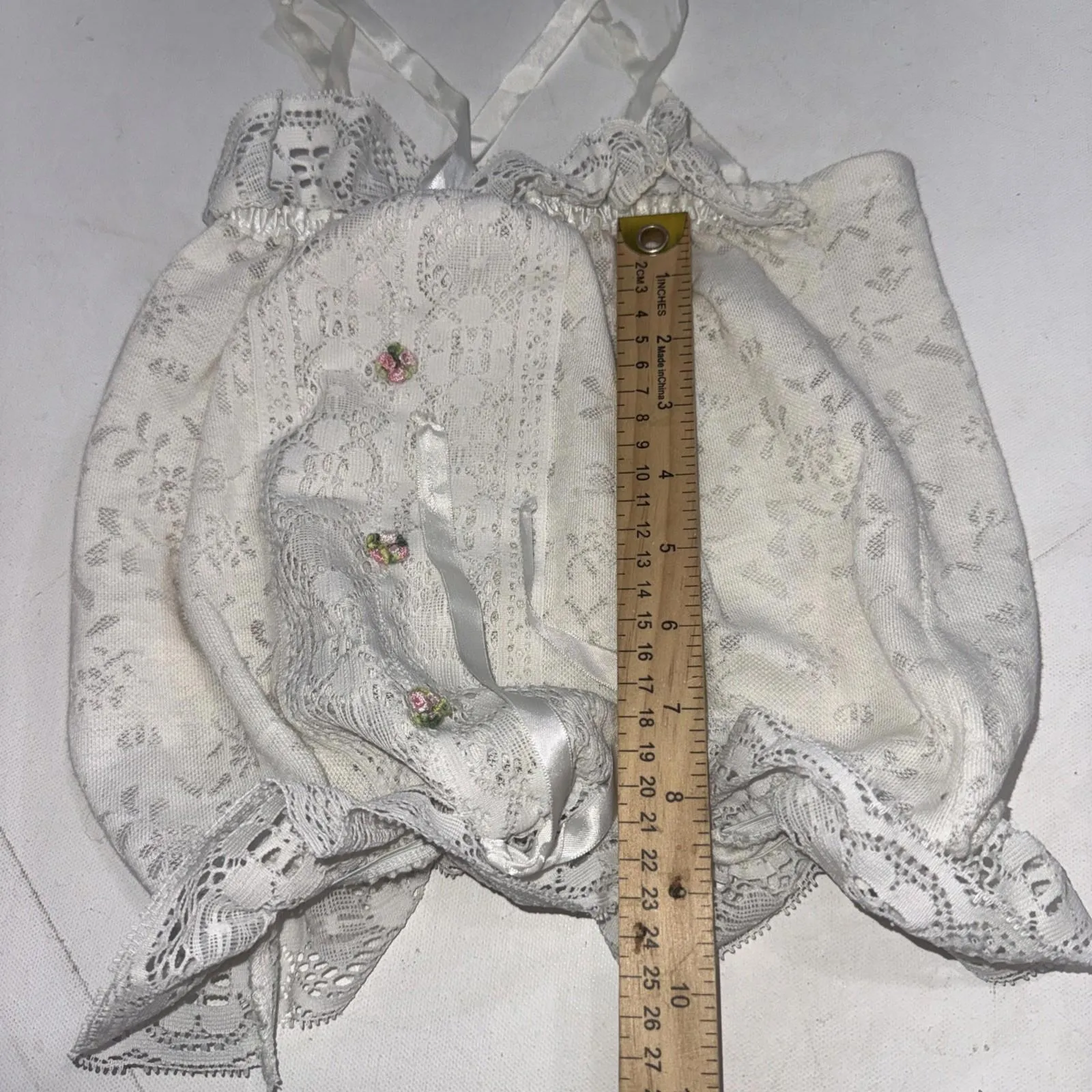 VTG Trifle Bit Audrey Nevitski Lace Floral Rosette White CottageCore Camisole M Size M - Image 7