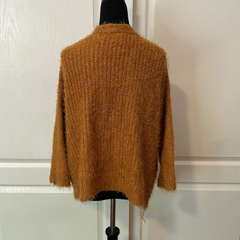 FUZZY KNIT BUTTON UP CARDIGAN SWEATER - Image 3