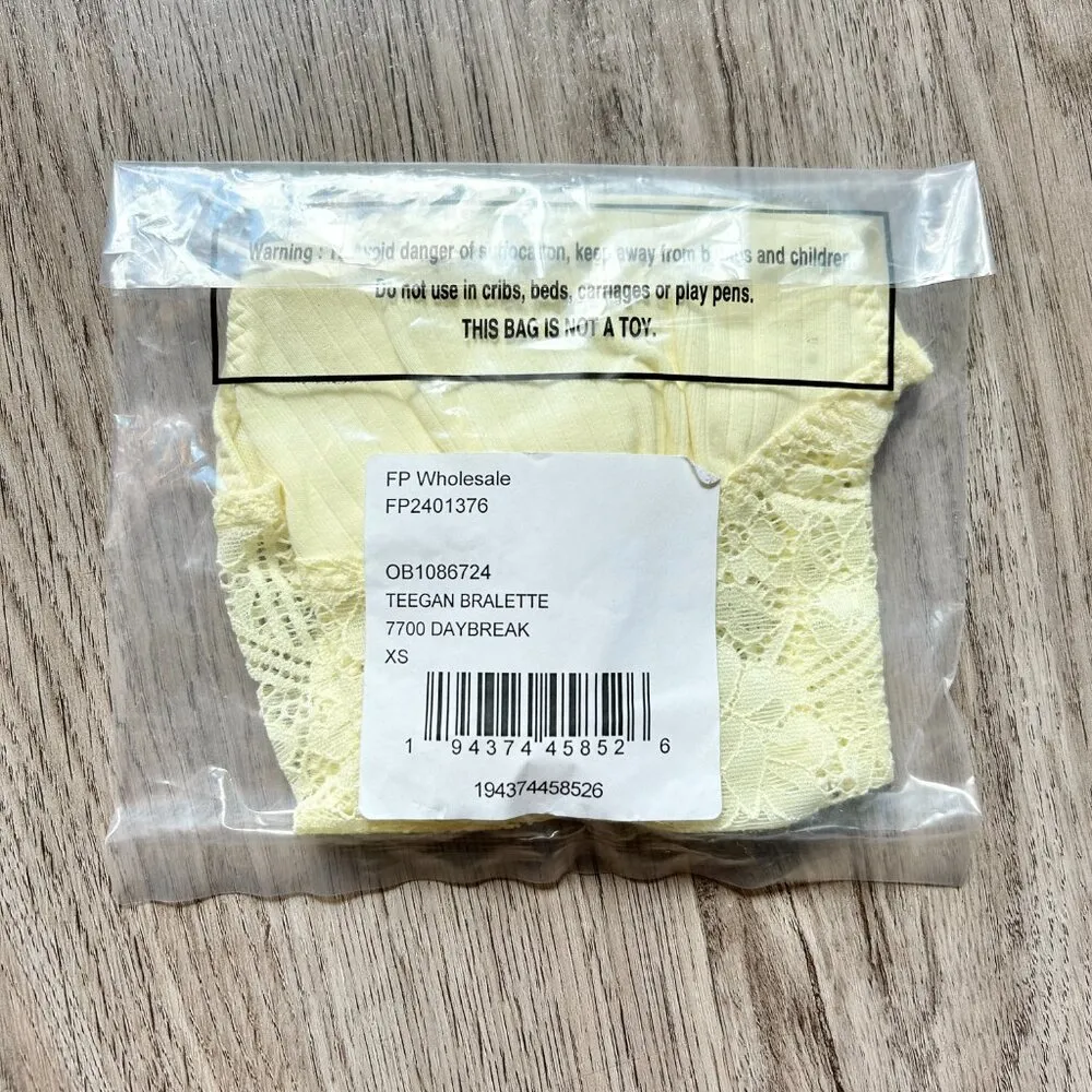 Free People Teegan Lace Bralette in Daybreak Dandelion Yellow Size XS NWT - Image 3