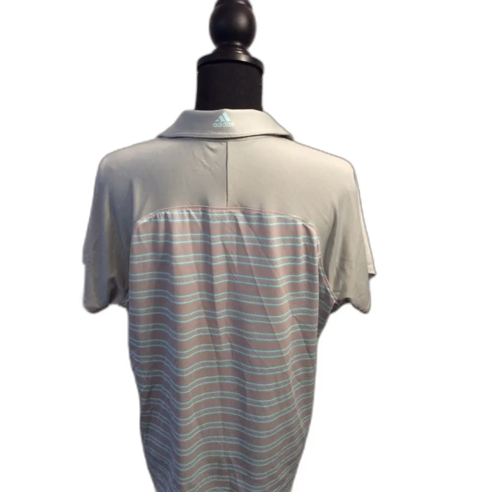 Adidas Golf XL Womens Polo Short Sleeve Top Gray Light blue print - Image 2