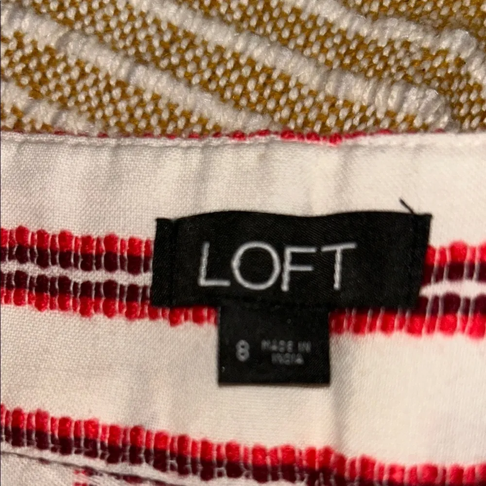 Loft  Red and White Striped Bermuda Shorts - Image 2