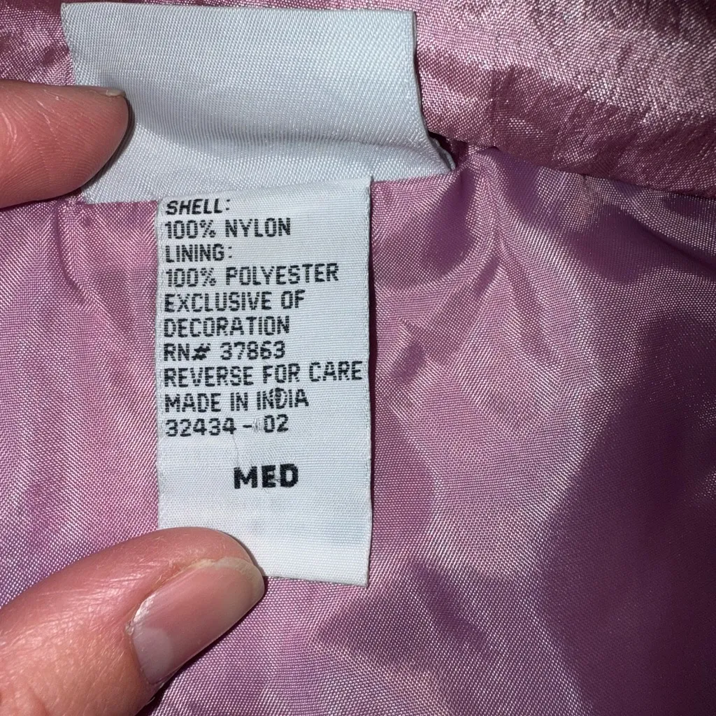 Vintage Blair women’s windbreaker zip up pink jacket‎ embroidered floral medium - Image 5