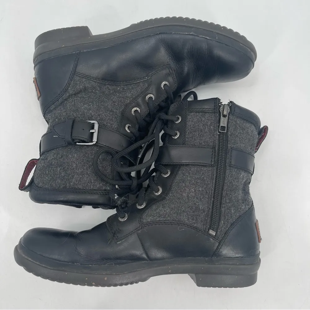 UGG Boots Size 7 Kesey Waterproof Leather Lace Up Zip Winter Buckle Wool Outdoor - Image 4