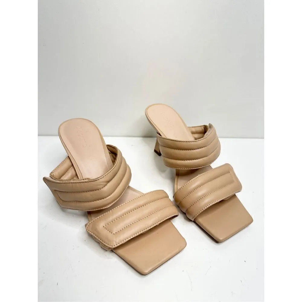 Abound Open Toe Sandals Womens Size 6 Qarly Heeled Tan Slip On Heels - Image 5