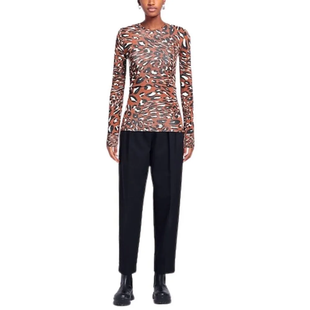 Alexandre Vauthier Brown Leopard Animal Print Long Sleeve Crewneck‎ Tee Size L Size L - Image 8
