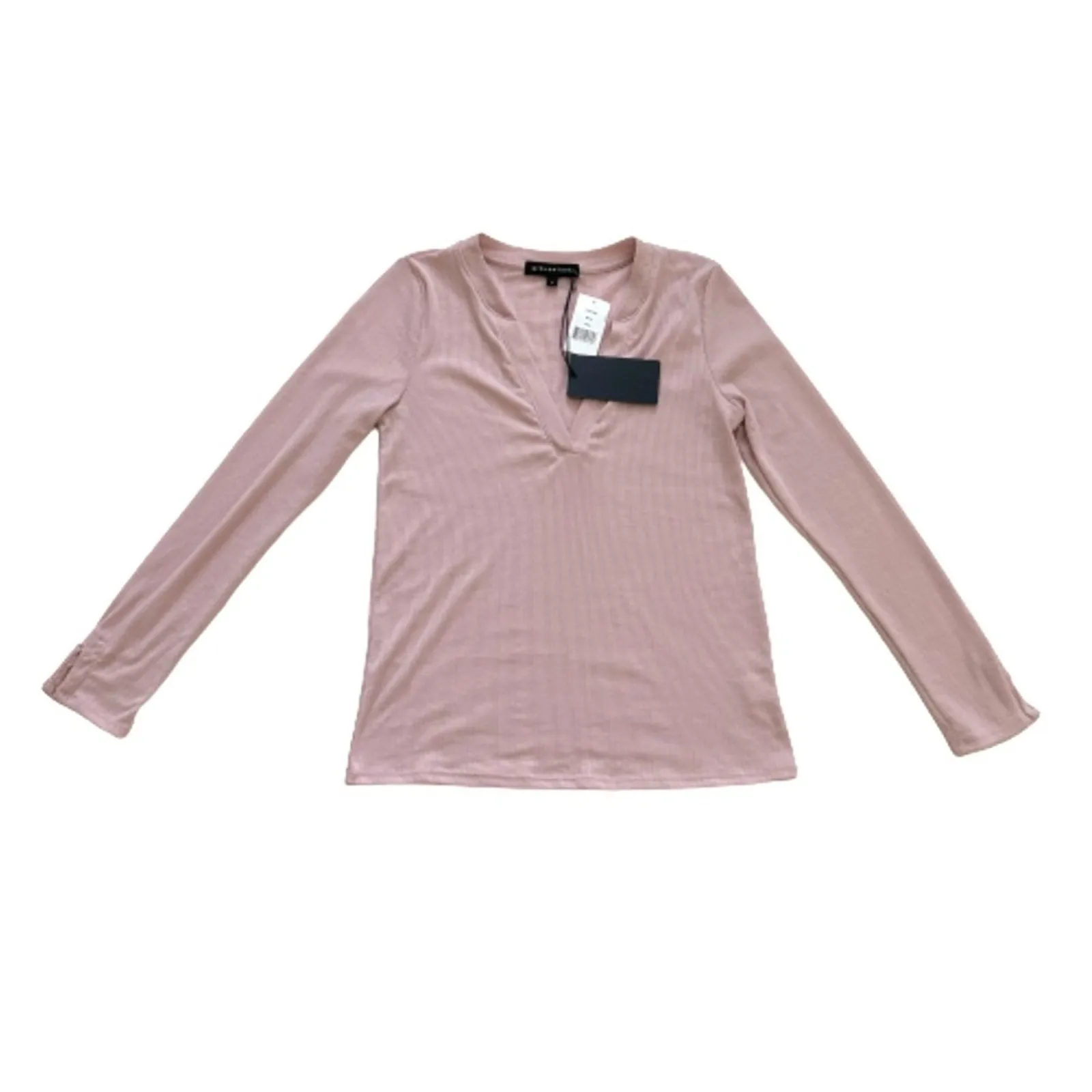Gibsonlook Top Shirt Mauve Waffle Weave V-Neck Long Sleeve Casual Top Small NEW - Image 8