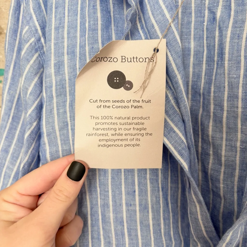 Flax 100% Linen Vertical Stripe Button Down Top - Image 4