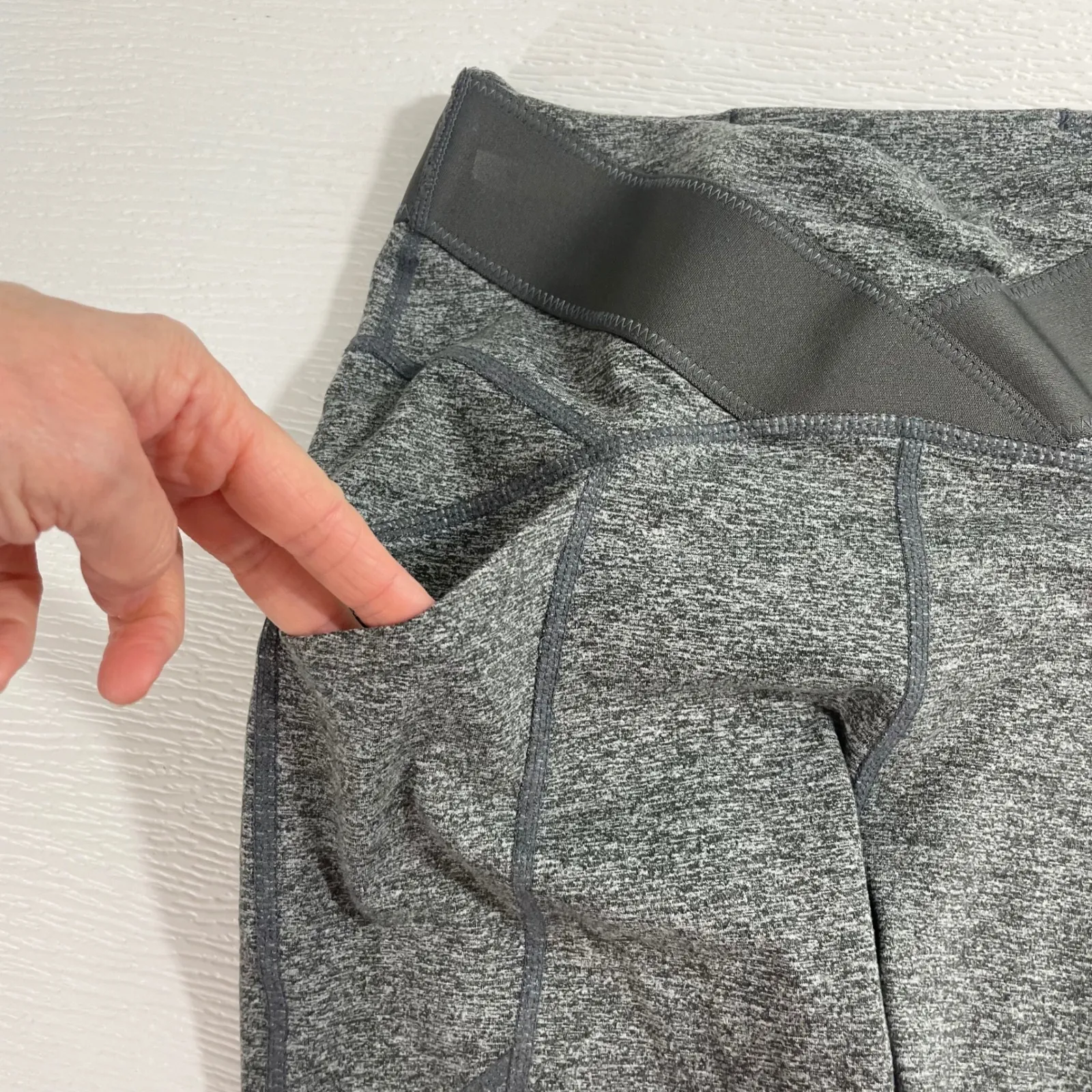 Free People FP Movement Just Breathe Grey Heathered Leggings Pockets XS Pans Gray - Image 6