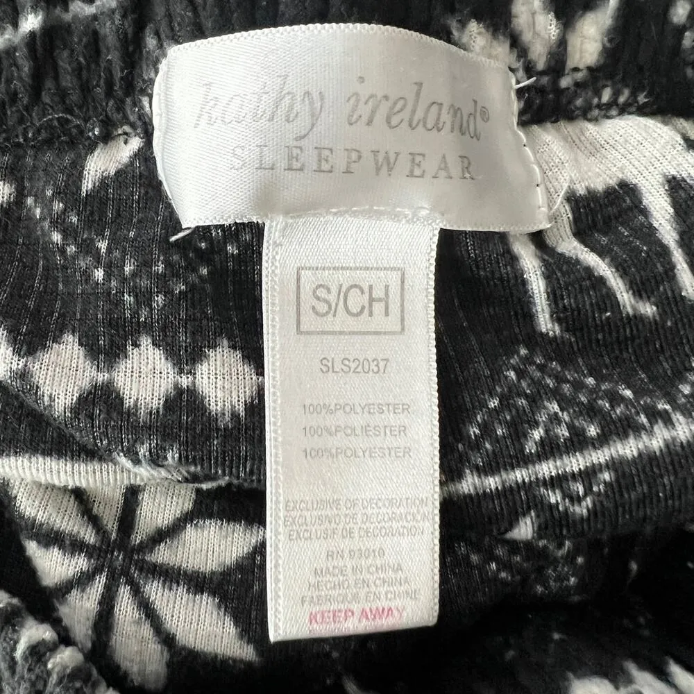 Kathy Ireland SMALL Black White Winter Moose Waffle Knit Pajama Bottoms - Image 6