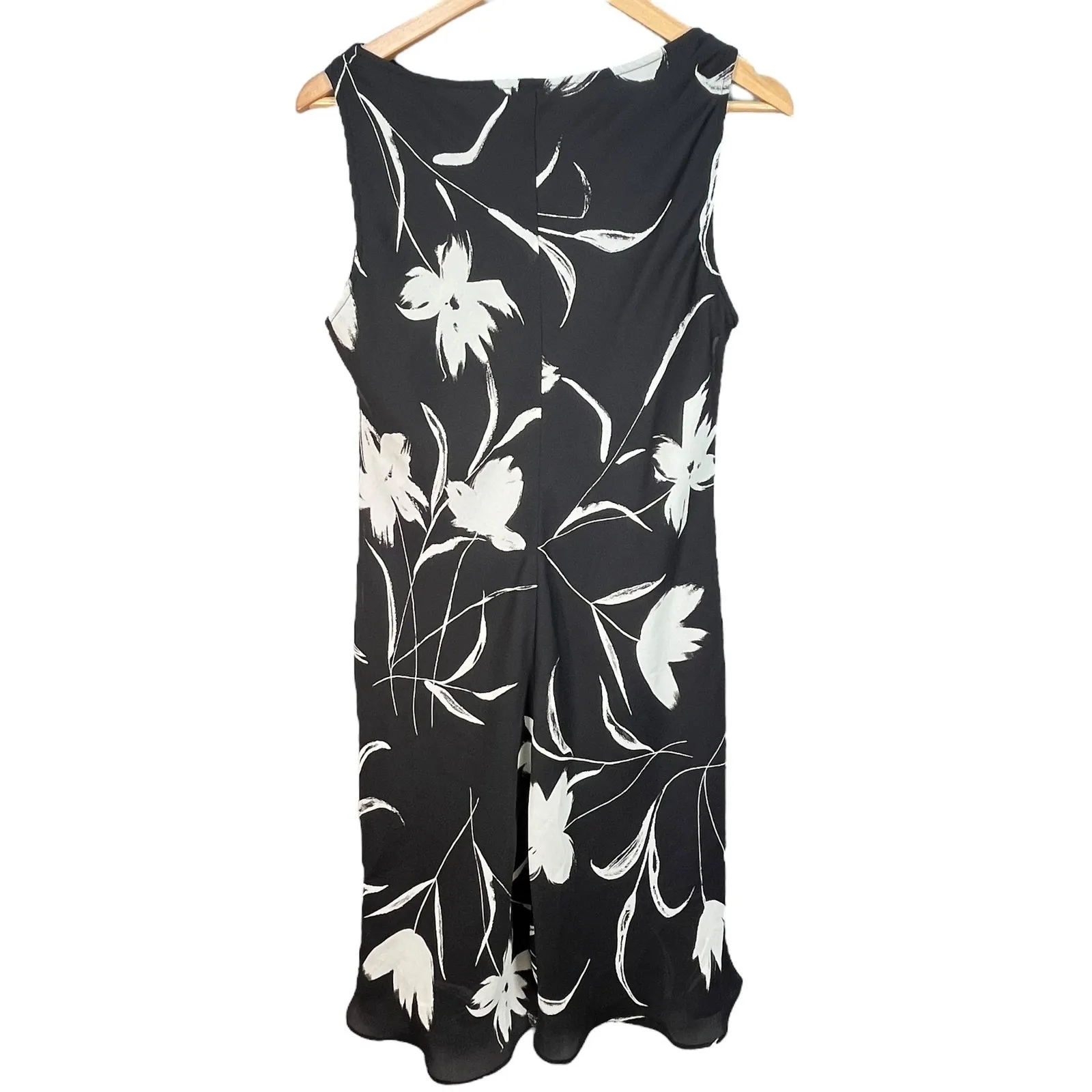SL Fashions Women's Black‎ White Floral Cowl Neck Sleeveless Midi Dress Size 12 - Image 2