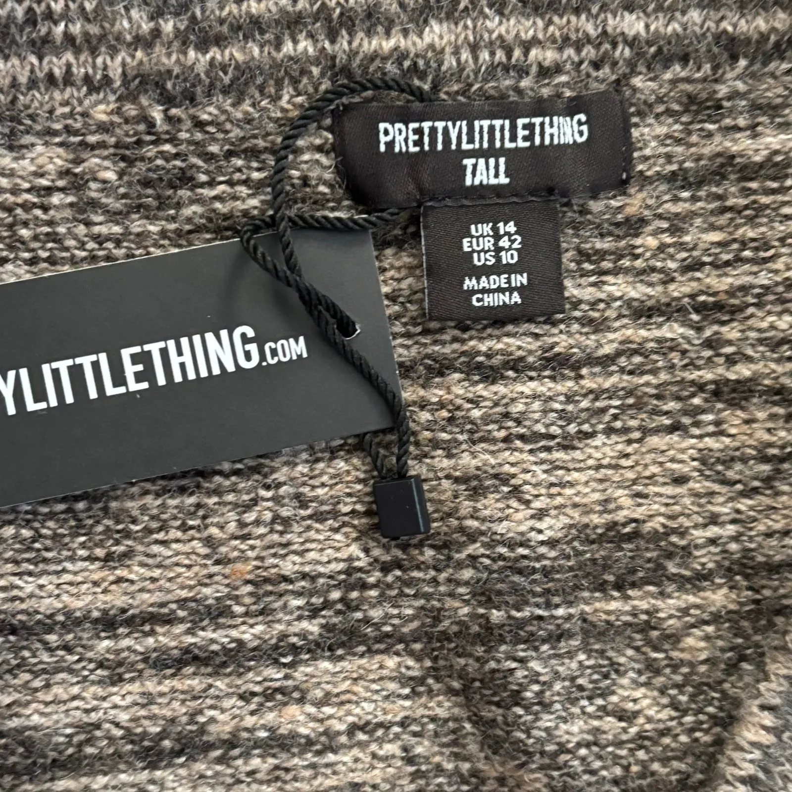 NWT PrettyLittleThing Tall Brown Knitted Mini Skirt Sz 10T Wool‎ Preppy - Image 4