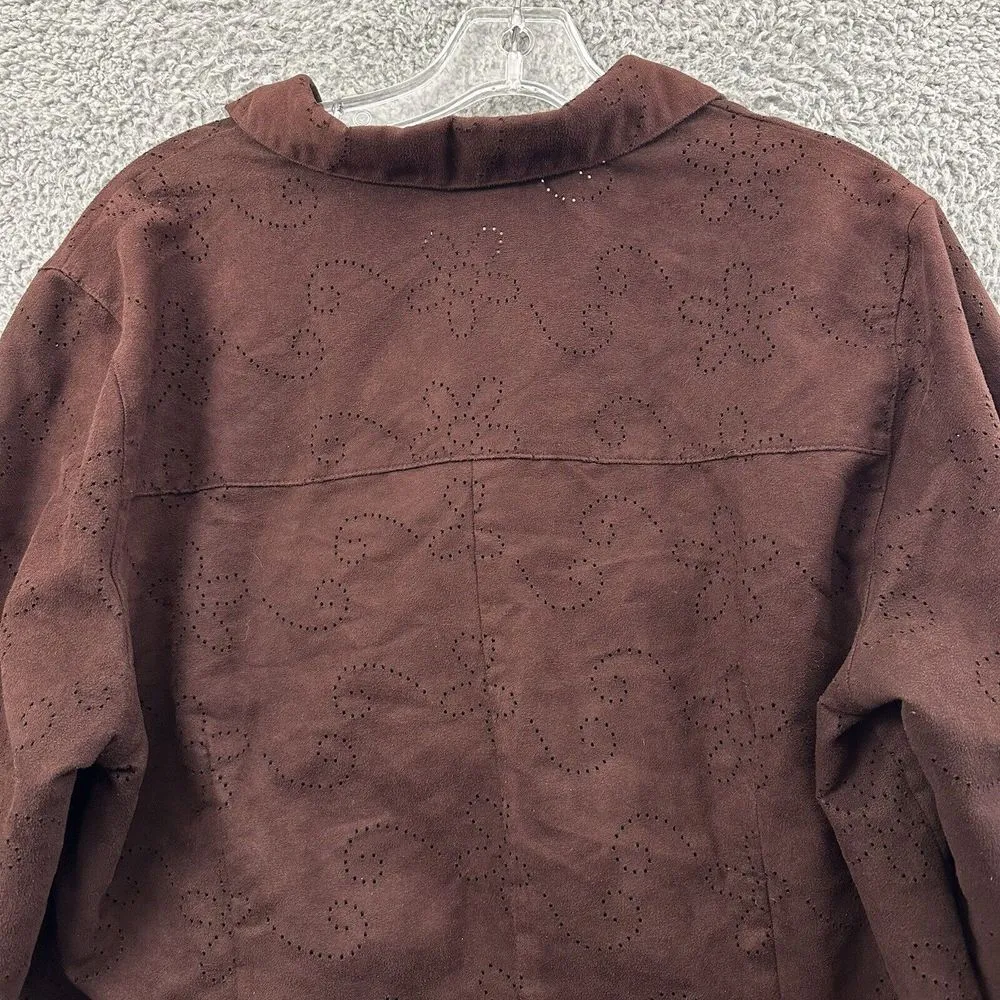 Vintage Sag Harbor Faux Suede Button Up Shirt Eyelet Grunge Western Retro Size L - Image 5