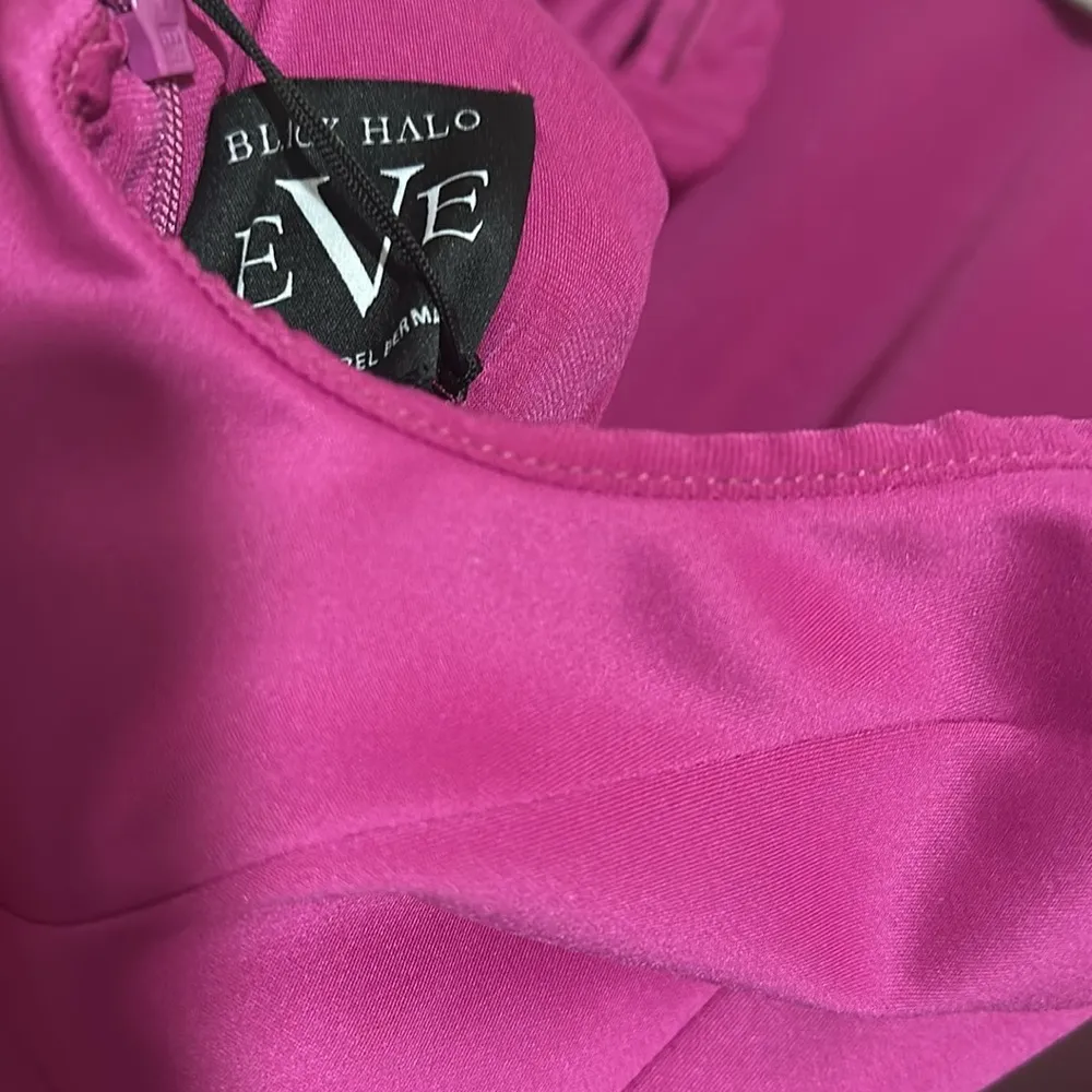 NWT Black Halo waterfall crepe Lotus Gown Magenta neoprene evening dress fuchsia - Image 7