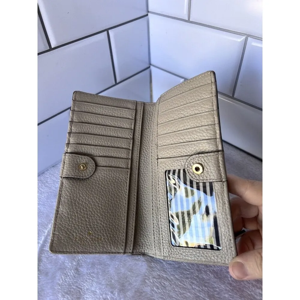 Pebble Leather Wallet Tan Beige Compact ID Multiple Pockets Womens - Image 3