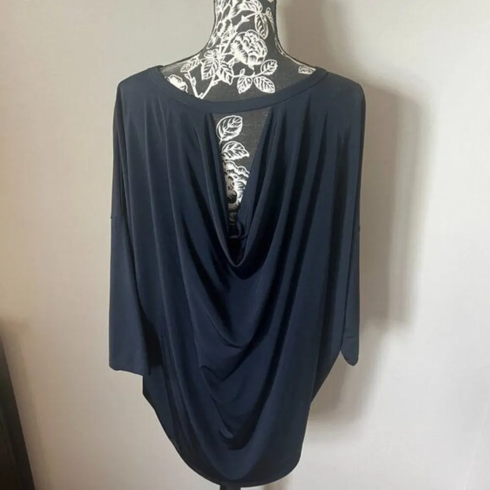 Chico's Travelers Size 3 Women's Wedge Top Navy Blue Stretchy NWT - Image 7