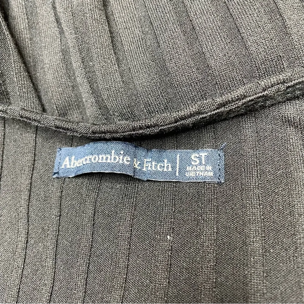 Black Ribbed Scoop Neck Button Stretch Midi Dress Small Tall - Image 5