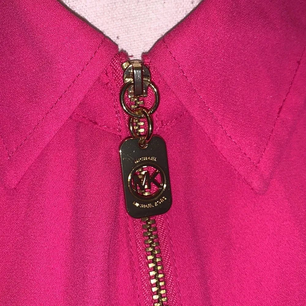 Michael Kors NWT  Basics Radiant pink pocket zip up shirt - Image 3