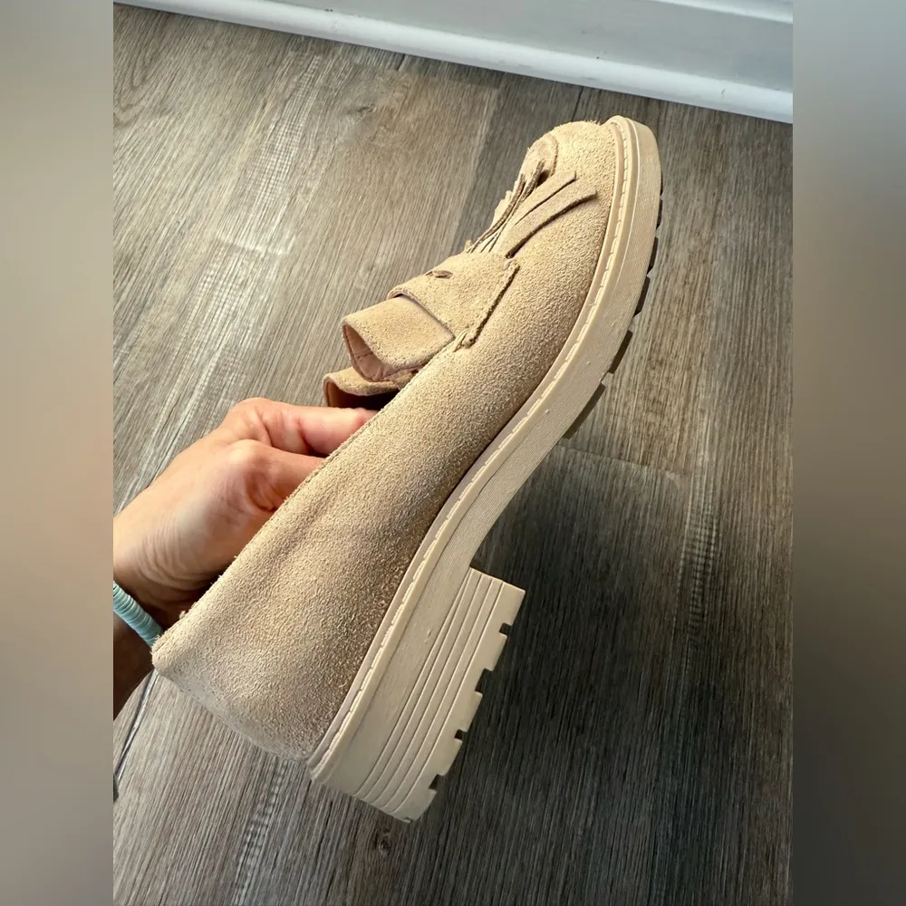 Clark’s Orinoco 2 Suede Loafers Slip On Shoes Beige Sand Fringe Tassels 6.5 37 - Image 7