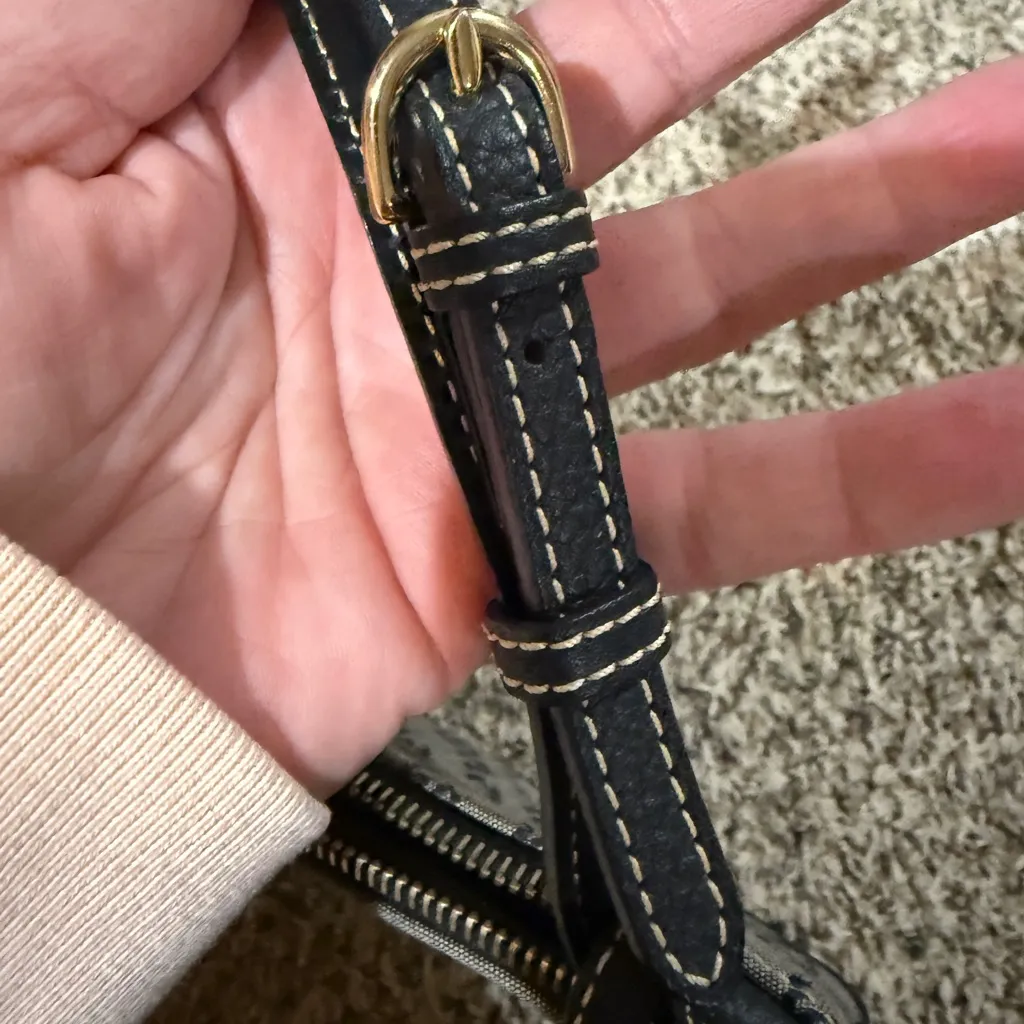 DOONEY & BOURKE Logo Hand‎ Bag Black Jacquard Leather Shoulder Purse - Image 4