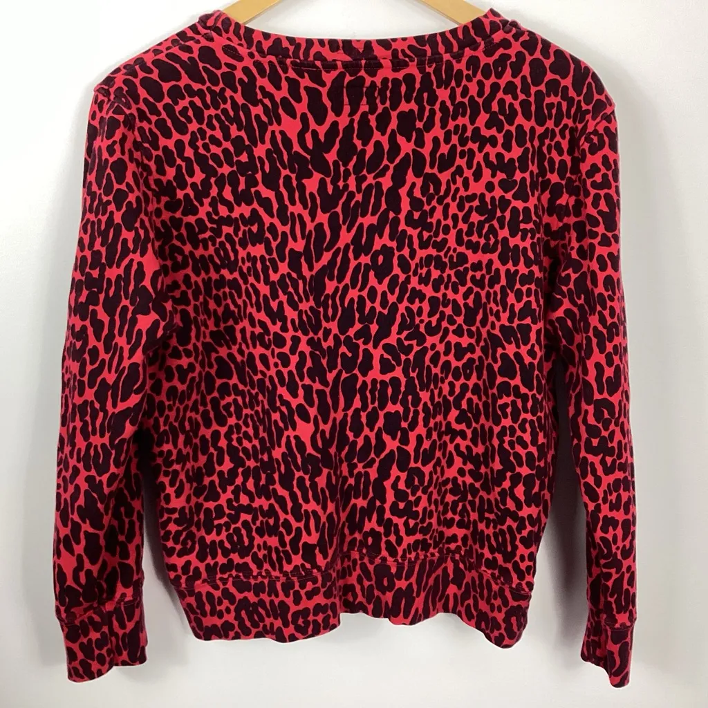 MOTHER Koozie Leopard Crewneck Radioactive Paws Size Large Red - Image 4