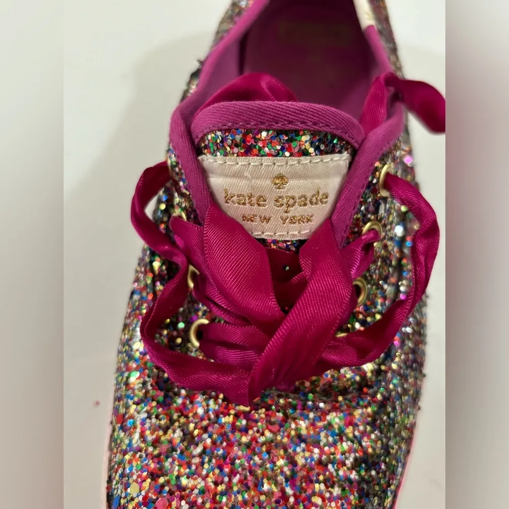 Keds X Kate Spade Fuchsia Multi Color Glitter Ribbon Tie Sneakers 6 - Image 7