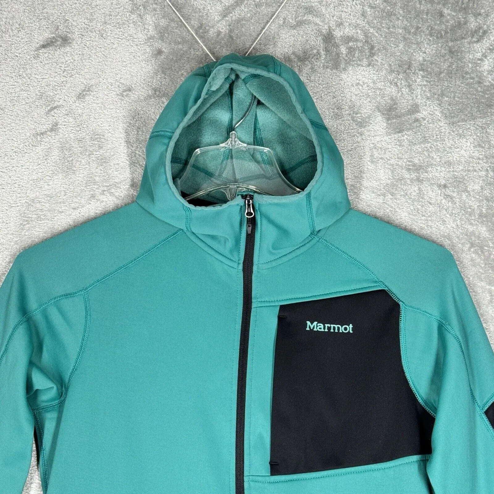 Marmot Shirt Womens Medium Green Black Dawn Hoodie Zip Up Jacket Casual Outdoors - Image 5