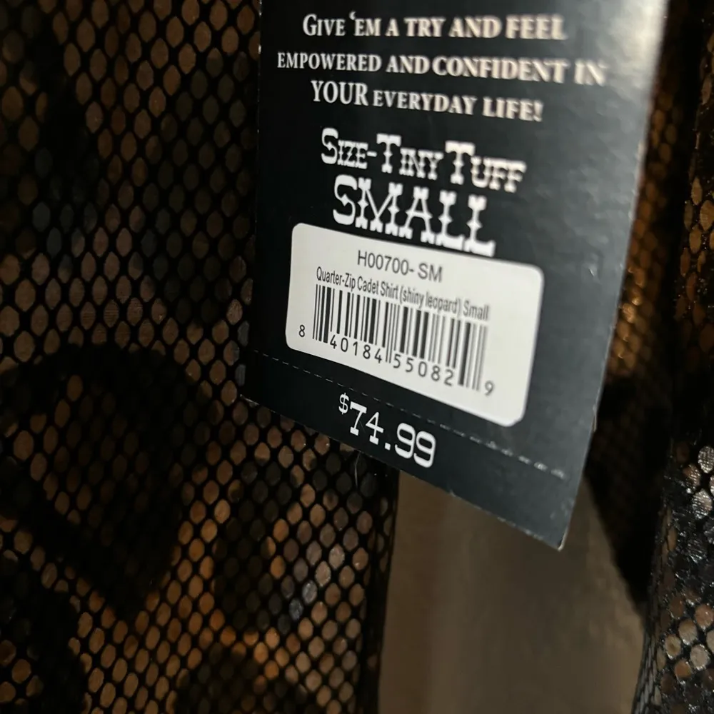 Cowgirl Tuff Quarter Zip Pullover Leopard Print Size Small NWT Brown - Image 2