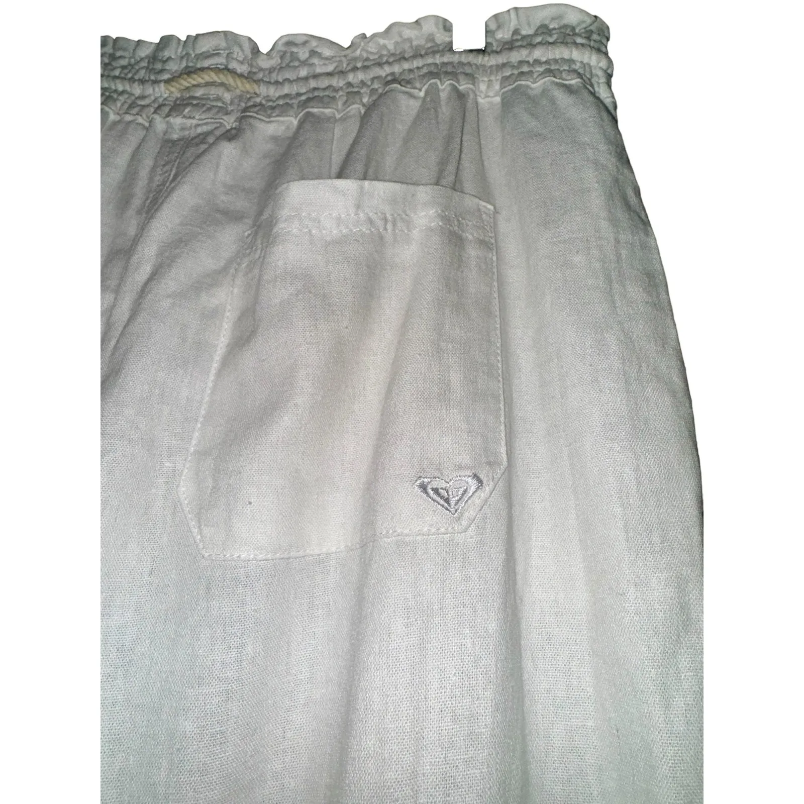 New Roxy Linen Blend Wide Leg Pants Womens Large Breathable Lightweight Nautical - Image 6