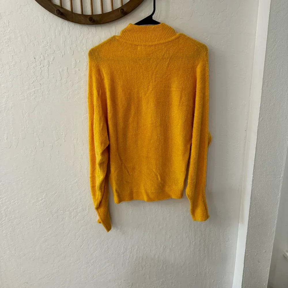 Lovers + Friends Yeva Sherpa Fuzzy Mock Neck Golden Yellow Sweater S NWOT - Image 7